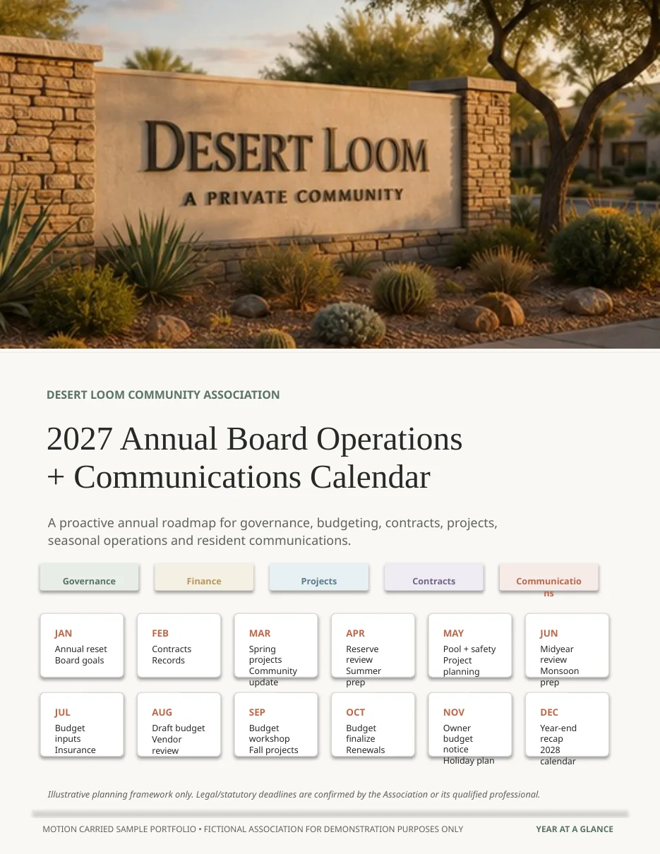 Annual operations and communications calendar sample