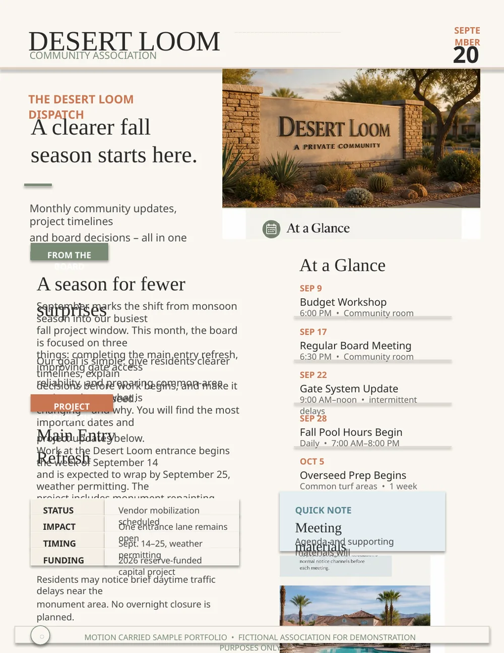 Community newsletter sample